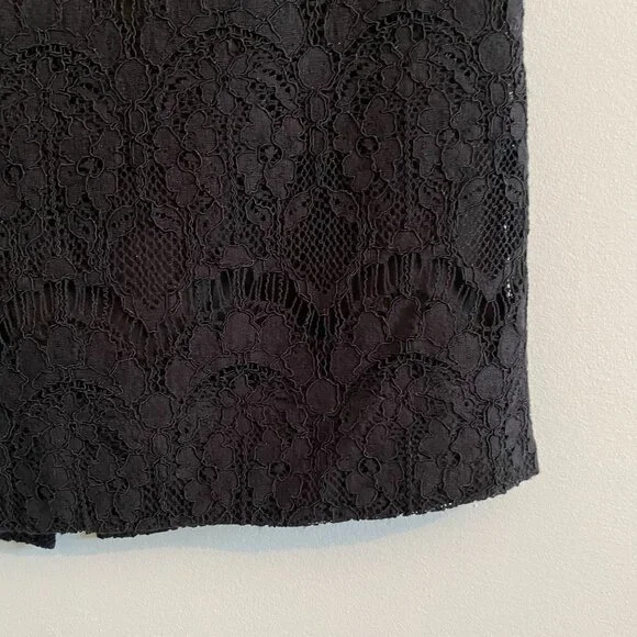 J. Crew Black Lace Floral Eyelet Above Knee Skirt Lined Preppy Holidays Cotton - Picture 3 of 10